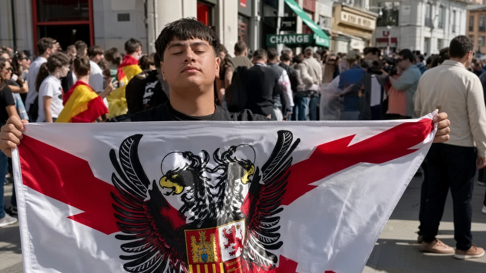 Vídeos: inmigrante interviene en Sol tras amenazas a chicas con la bandera de España